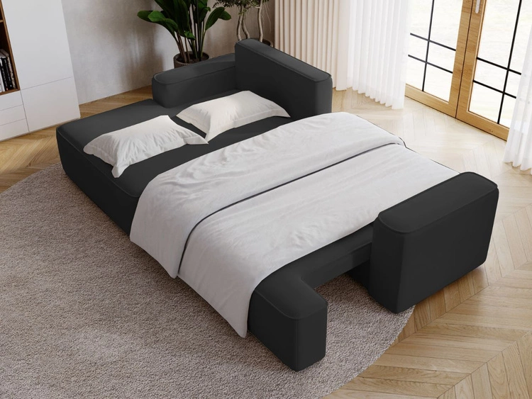 Narożnik L Lewy z funkcją spania i pojemnikiem California Czarny