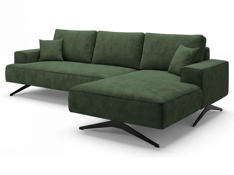 Narożnik L Prawy na metalowych nóżkach Leto zielony