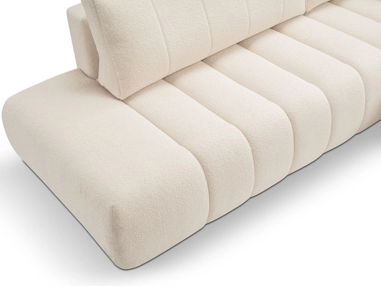 Narożnik z pojemnikiem i funkcją spania Prawy Adoro Jasnobeżowy