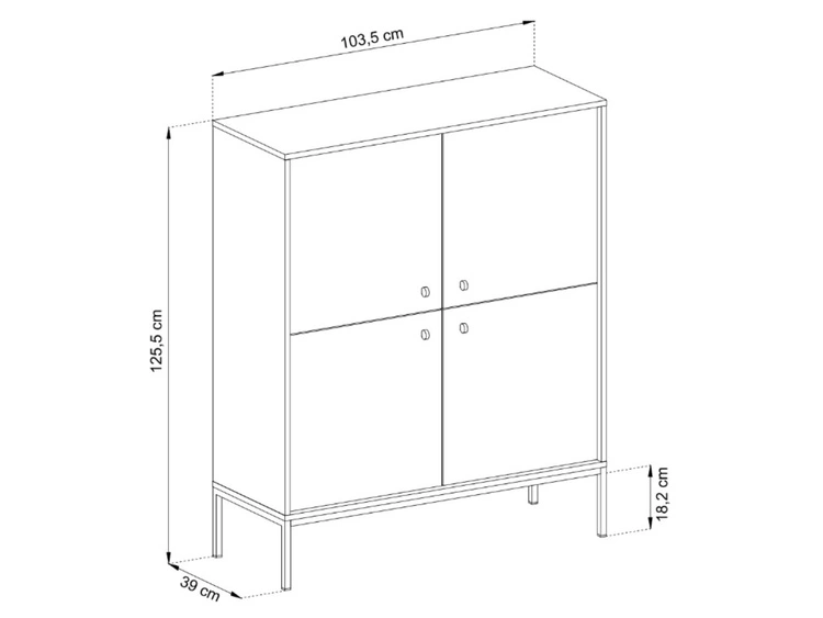 Komoda z drzwiami na złotych nóżkach Amor Granatowa