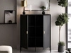 Wysoka komoda dwudrzwiowa ze złotymi uchwytami Orlean czarny mat