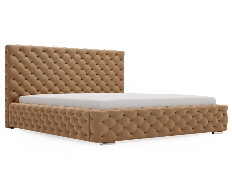 Łóżko tapicerowane z pojemnikiem i stelażem 200x200 Astra Brązowy