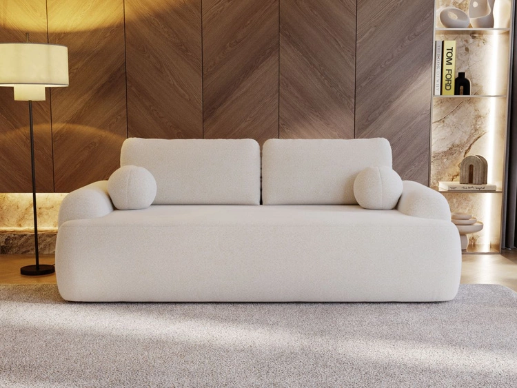 Kanapa z funkcją spania i pojemnikiem Aurio Biała