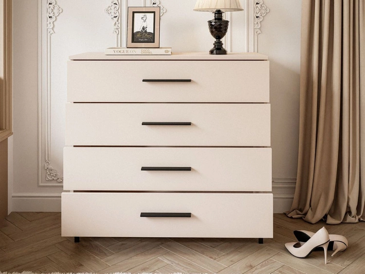 Komoda z szufladami i oświetleniem LED na czarnych nogach Nuveo Kaszmir