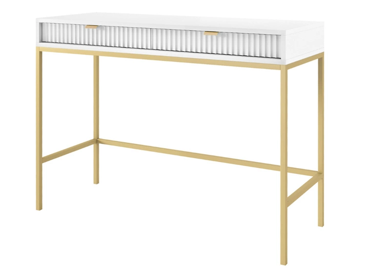 Toaletka ze złotymi metalowymi nogami Amber biała