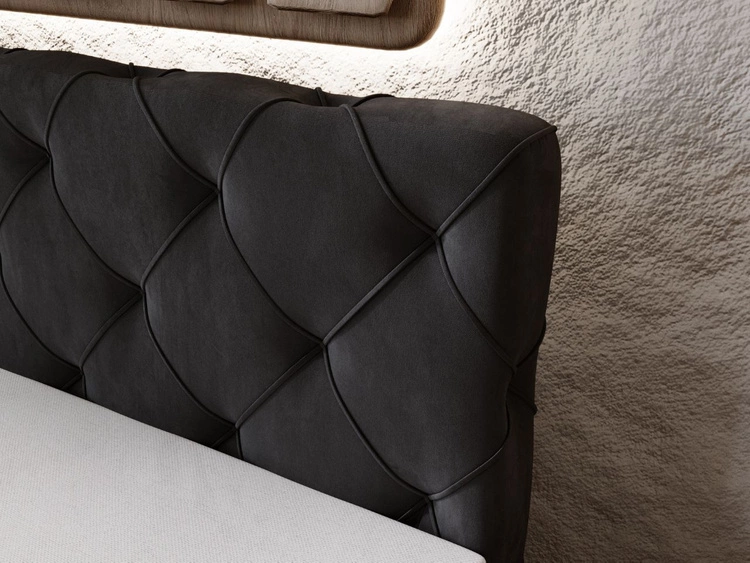 Łóżko kontynentalne z pojemnikiem na pościel 140x200 Napoli Antracytowe