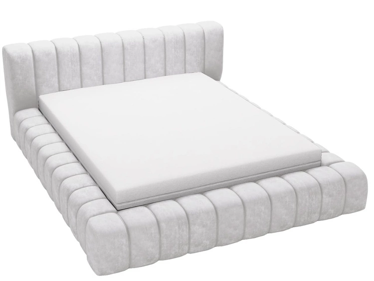 Łóżko tapicerowane z pojemnikiem na pościel i stelażem 180x200 Italia Jasnoszare