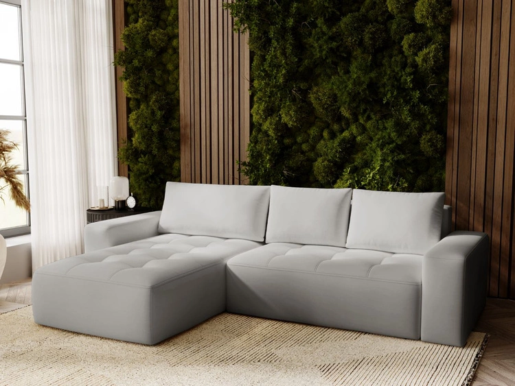 Narożnik L Lewy z funkcją spania i pojemnikiem Portland Jasnoszary