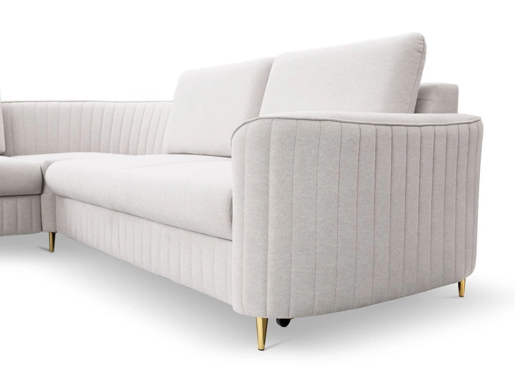 Narożnik L Prawy z funkcją spania i pojemnikiem Limon Kremowy