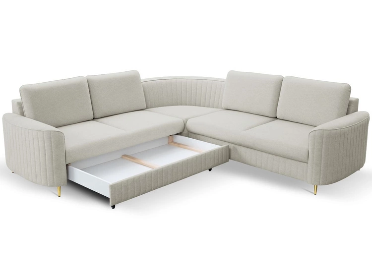 Narożnik L Prawy z funkcją spania i pojemnikiem Limon Jasny szary