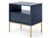 Stolik nocny z szufladą na złotych nóżkach Amor Granatowy