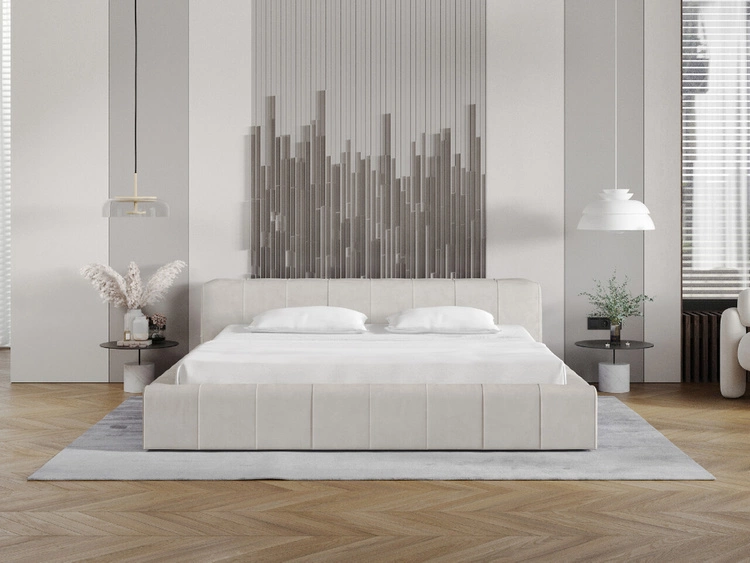 Łóżko tapicerowane z pojemnikiem i stelażem 120x200 Lipari beż