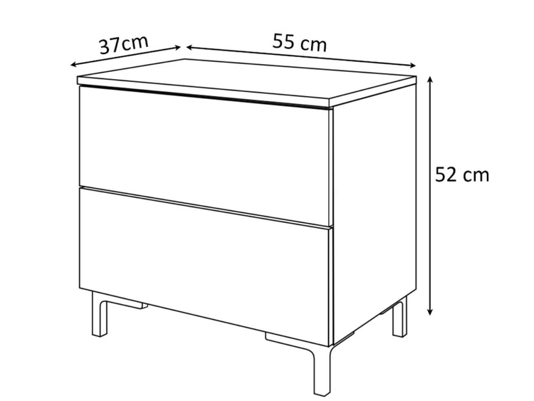 Stolik nocny z dwoma szufladami na złotych nóżkach Nuveo Kaszmir