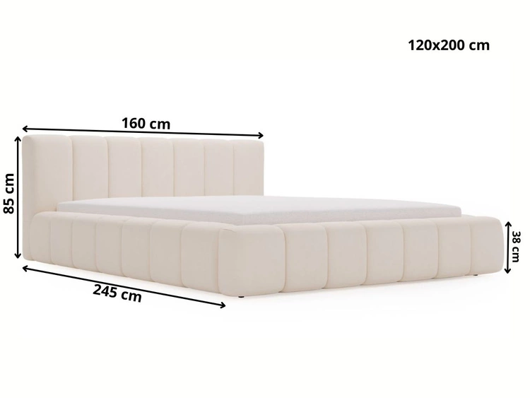 Łóżko tapicerowane z pojemnikiem i stelażem 120x200 Split Czarny