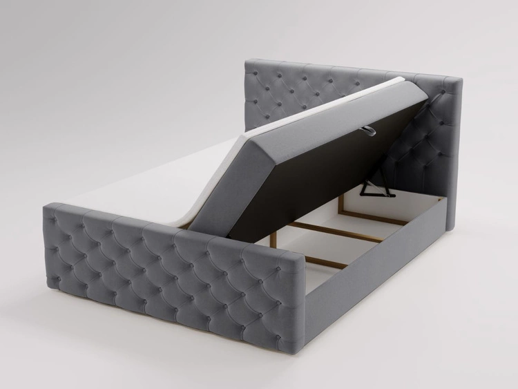 Łóżko kontynentalne z pojemnikiem na pościel 160x200 Montego Szare