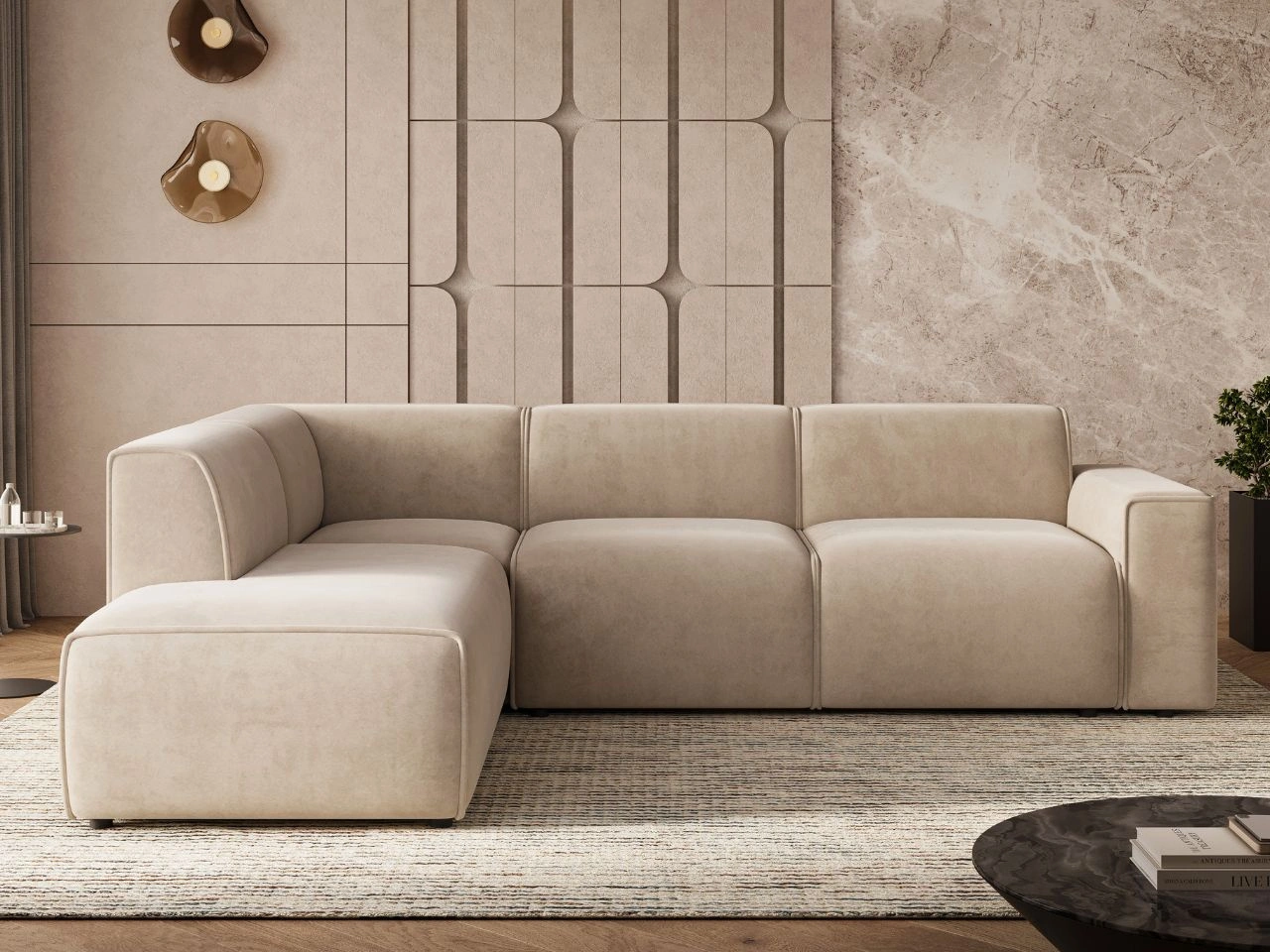 Narożnik L Lewy Eluno Beżowy