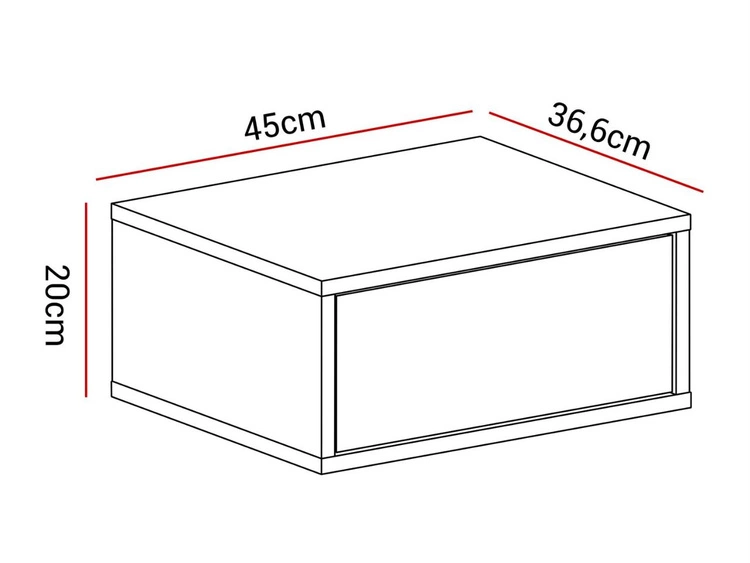 Stolik nocny wiszący z szufladą Brisa czarny połysk