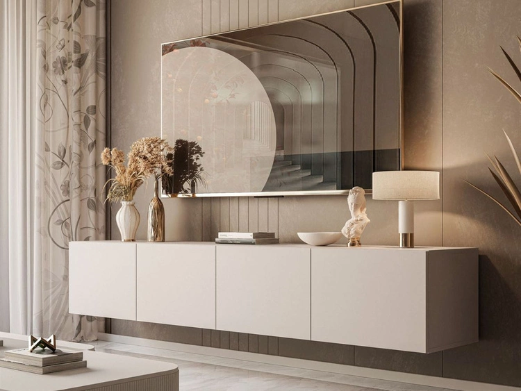 Wisząca szafka RTV pod telewizor z drzwiczkami 200 cm Nodoo Kaszmir