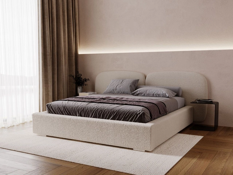 Łóżko tapicerowane z pojemnikiem i stelażem 120x200 Palermo Beżowe