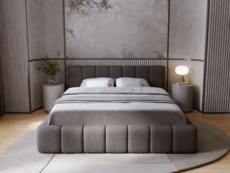 Łóżko tapicerowane z pojemnikiem i stelażem 180x200 Orio Czarny