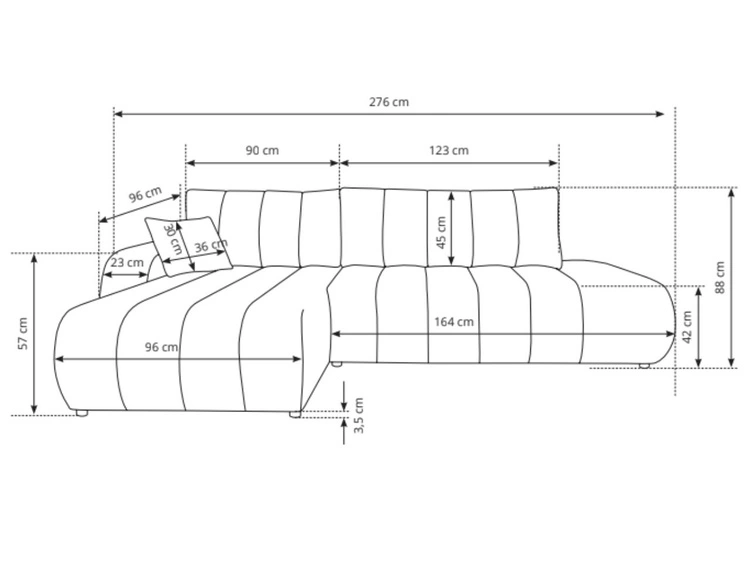 Narożnik z pojemnikiem i funkcją spania Prawy Adoro Jasnobeżowy