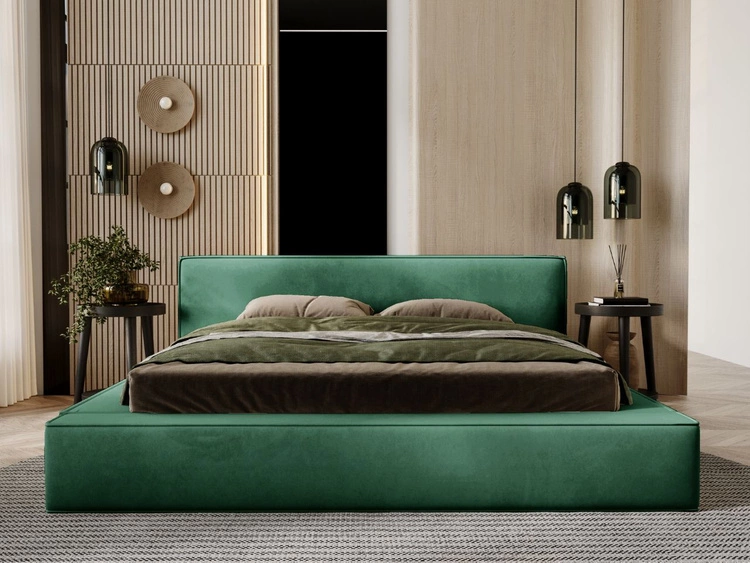 Łóżko tapicerowane z pojemnikiem i stelażem 180x200 Mali Zielone