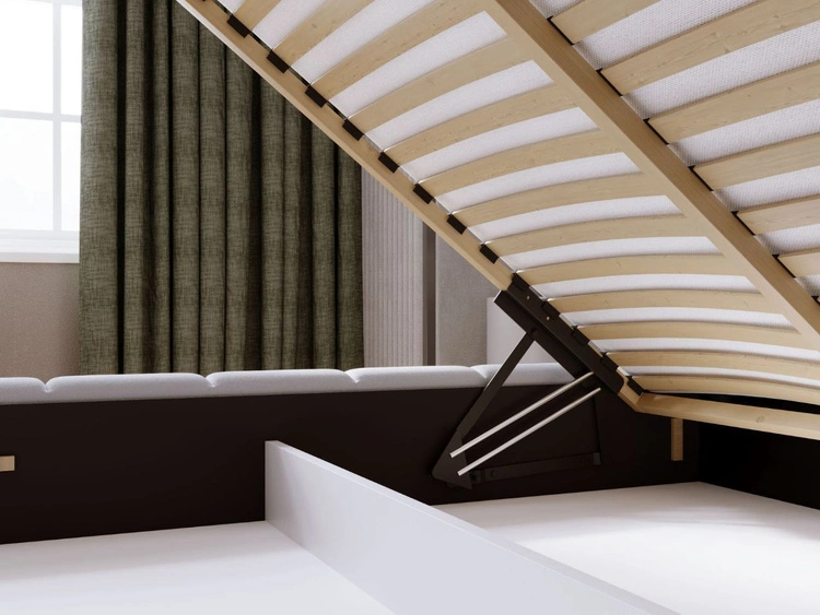 Łóżko tapicerowane z pojemnikiem i stelażem 140x200 Orio Szary