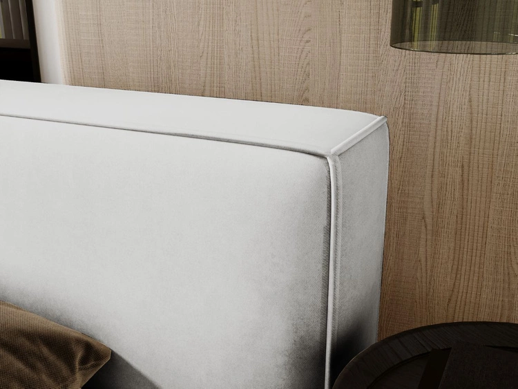 Łóżko tapicerowane z pojemnikiem i stelażem 140x200 Mali Jasnoszare