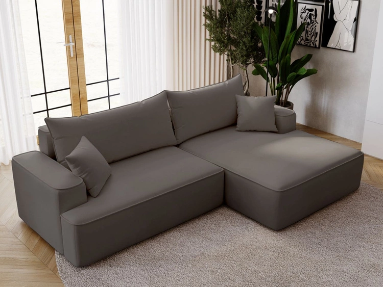 Narożnik L Prawy z funkcją spania i pojemnikiem California Ciemnoszary