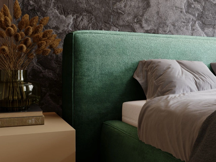 Łóżko tapicerowane z pojemnikiem i stelażem 120x200 cm Monza Zielone