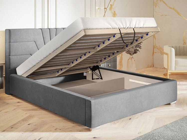 Łóżko tapicerowane z pojemnikiem i stelażem 160x200 Tesis Beżowe