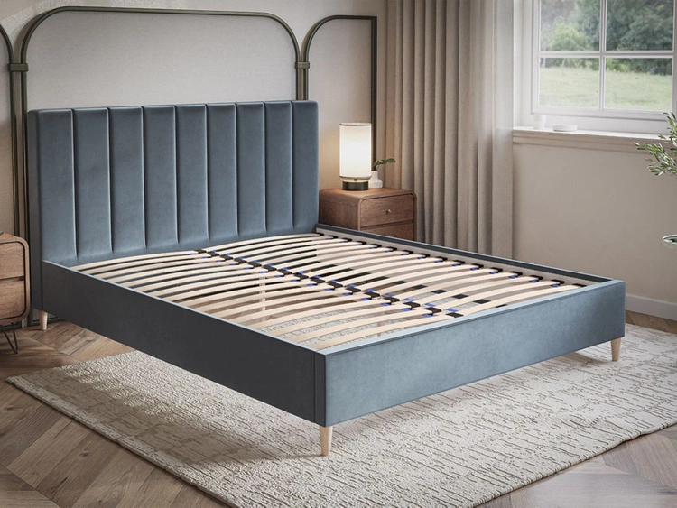 Łóżko tapicerowane ze stelażem 140x200 Snazi Szary