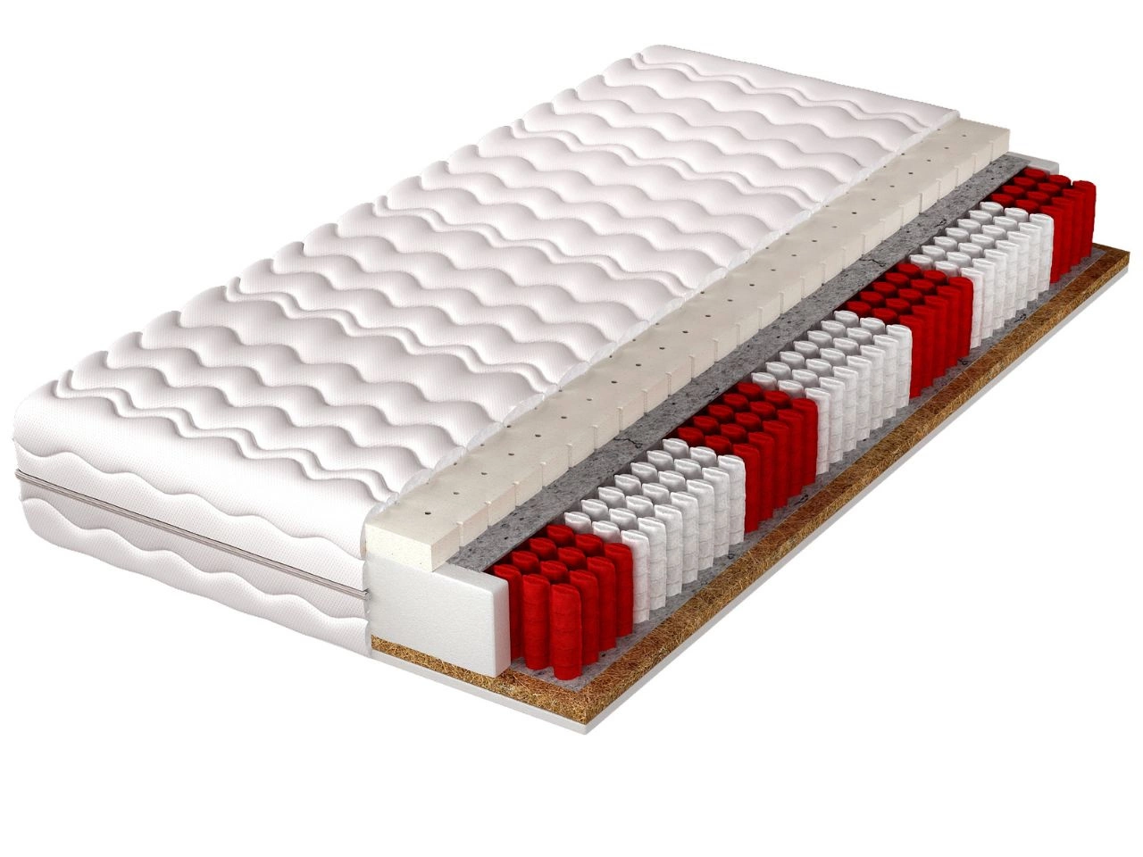 Materac kieszeniowy multipocket z lateksem i matą kokosową Nuvia 140x200