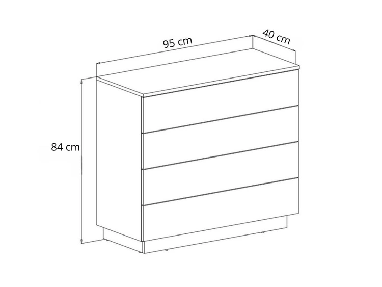 Komoda z czterema szufladami i oświetleniem LED Nuveo Czarny połysk
