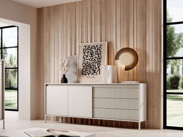 Komoda z drzwiami i szufladami 187 cm Sorano Beżowa