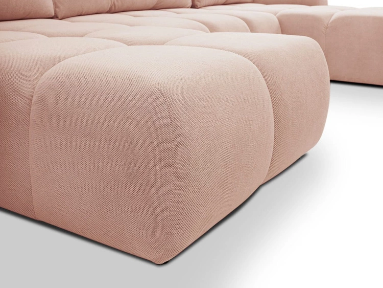 Narożnik U z funkcją spania i pojemnikiem Sile U Jasnoróżowy