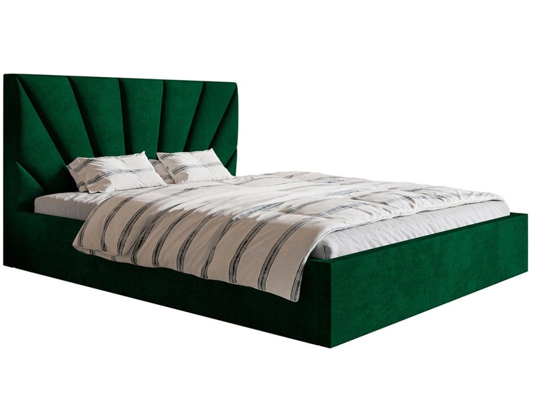 Łóżko tapicerowane z pojemnikiem i stelażem 160x200 Orlo ciemnozielone