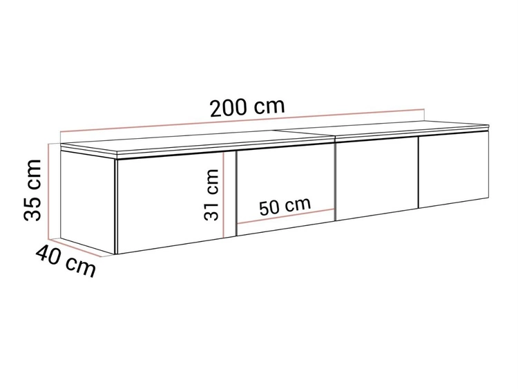 Szafka RTV wisząca w stylu glamour z oświetleniem LED Celle biały połysk