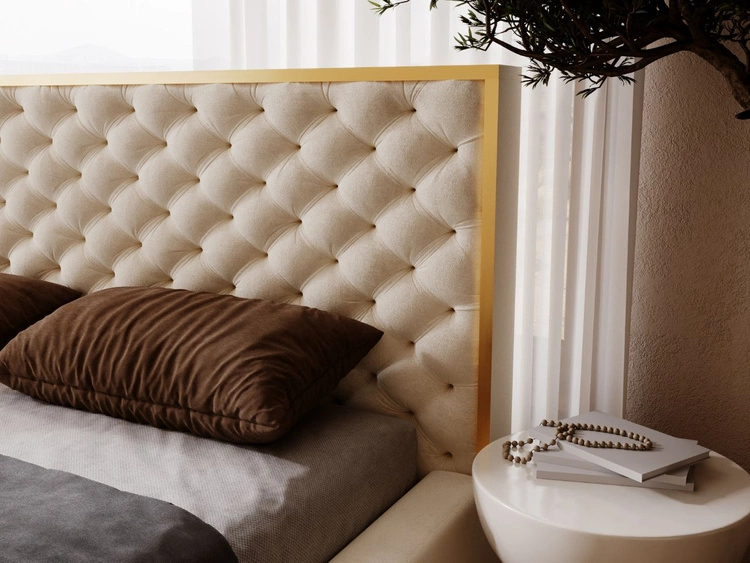 Łóżko tapicerowane z pojemnikiem i stelażem 160x200 Bonito Beżowy