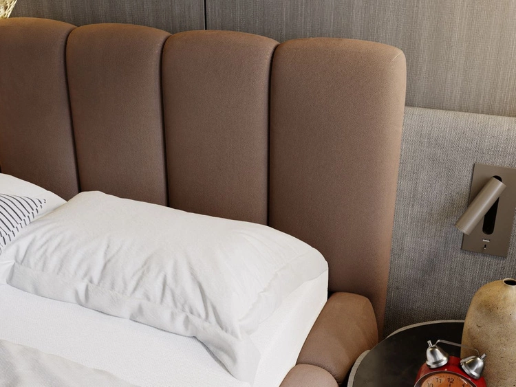 Łóżko tapicerowane z pojemnikiem i stelażem 120x200 Cloud Brązowy