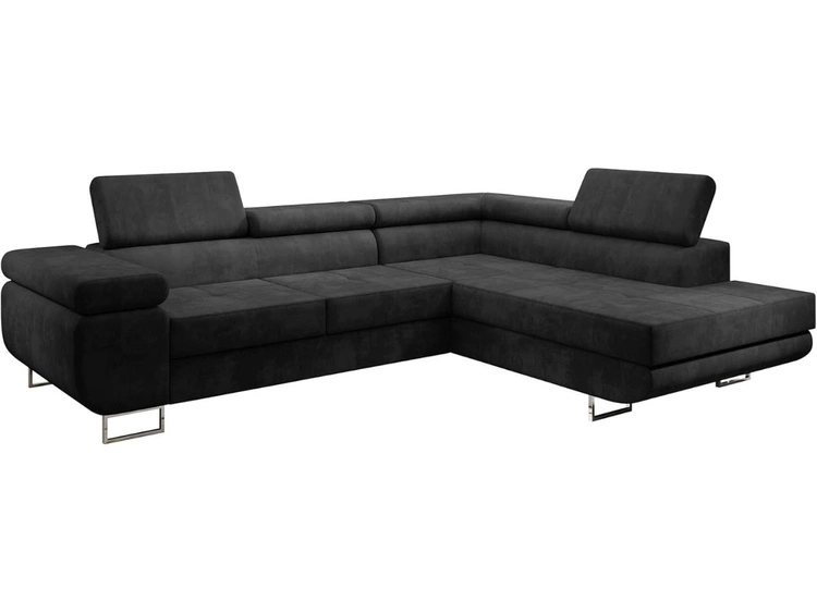 Narożnik prawy z funkcją spania i pojemnikiem Solam L Czarny