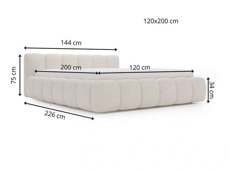 Łóżko tapicerowane z pojemnikiem i stelażem 120x200 Cloud Low czarne
