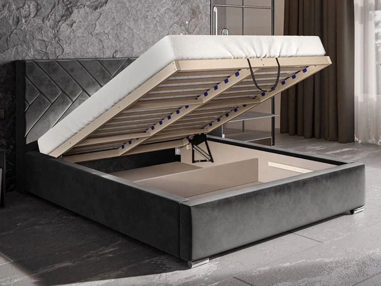 Łóżko tapicerowane z pojemnikiem i stelażem 140x200 Tonale Beżowe