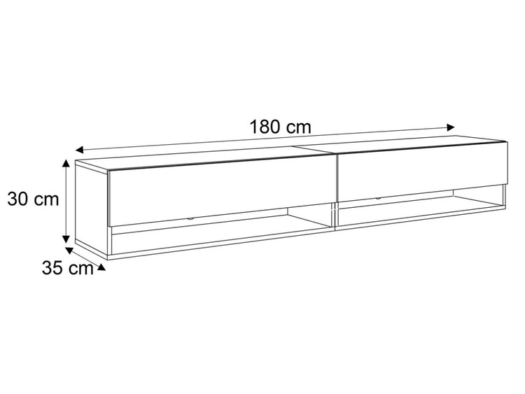 Szafka RTV wisząca 180 cm do salonu z oświetleniem LED Aurelie Kaszmir mat