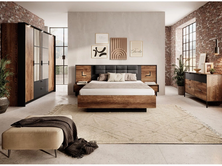 Komoda z 6 szufladami Montreal Brązowa, Czarna