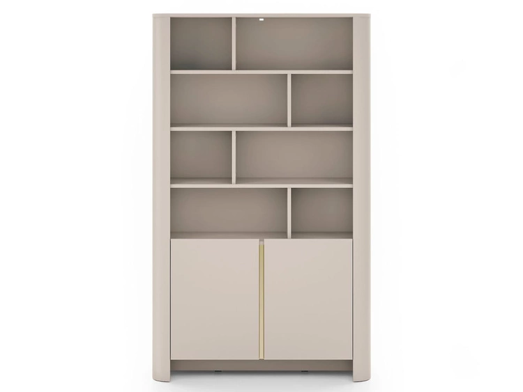 Regał na książki z drzwiczkami ze złotą listwą dekoracyjną Brillo Kaszmir