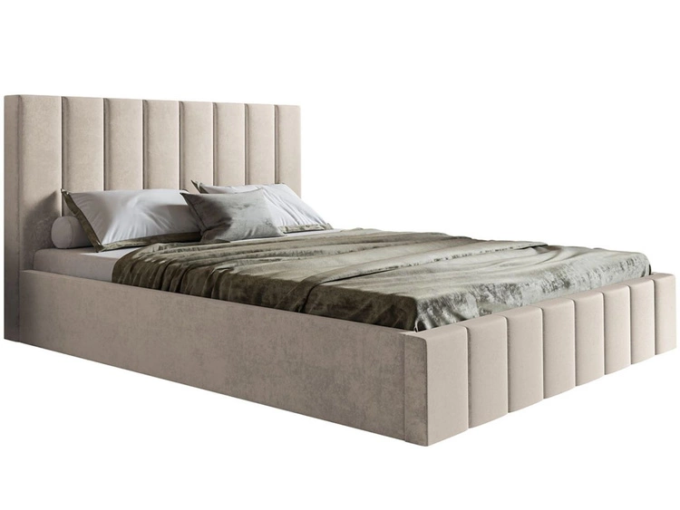 Łóżko tapicerowane z pojemnikiem i stelażem Siena 120x200 beżowy