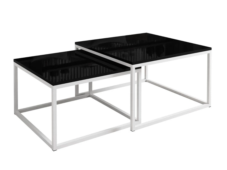 Stolik kawowy na białym stelażu Asumi Czarny Połysk 40x46