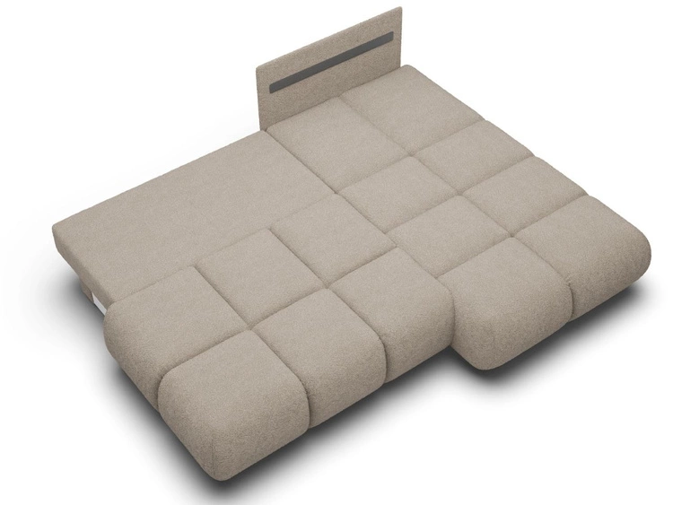 Narożnik z funkcją spania i pojemnikiem Prawy Milet Jasnoszary