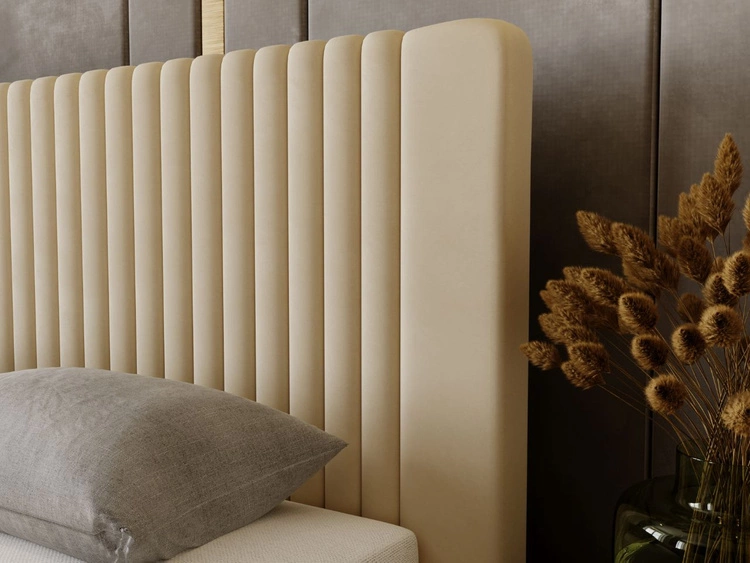 Łóżko tapicerowane z pojemnikiem i stelażem 200x200 Malmo Beżowe